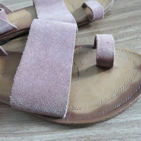 FREE PEOPLE Torrence Ankle Wrap Suede Sandals in Mauve Purple Boho - Size US 6.5 - Picture 11 of 16